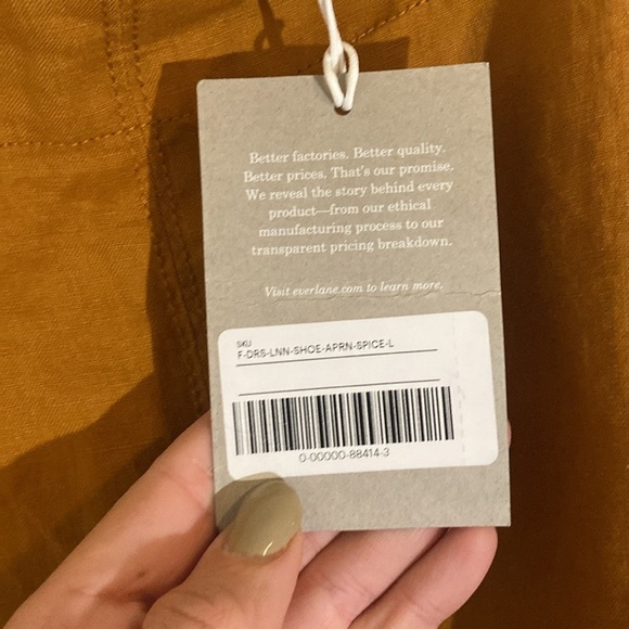 NWT Everlane 100% Linen The Apron Dress Mustard Spice size Large - Picture 3 of 10